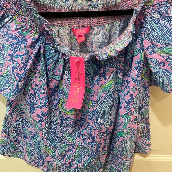 Lilly Pulitzer Leanne Off The Shoulder top size L NWT - Picture 4 of 5